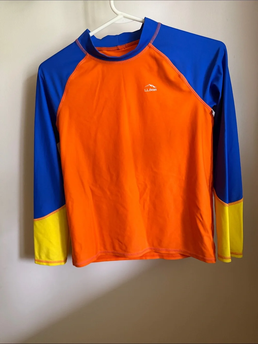 L.L.Bean Kids Rash Guard Swim Shirt Size 14–16 Colorblock UPF Long Sleeve